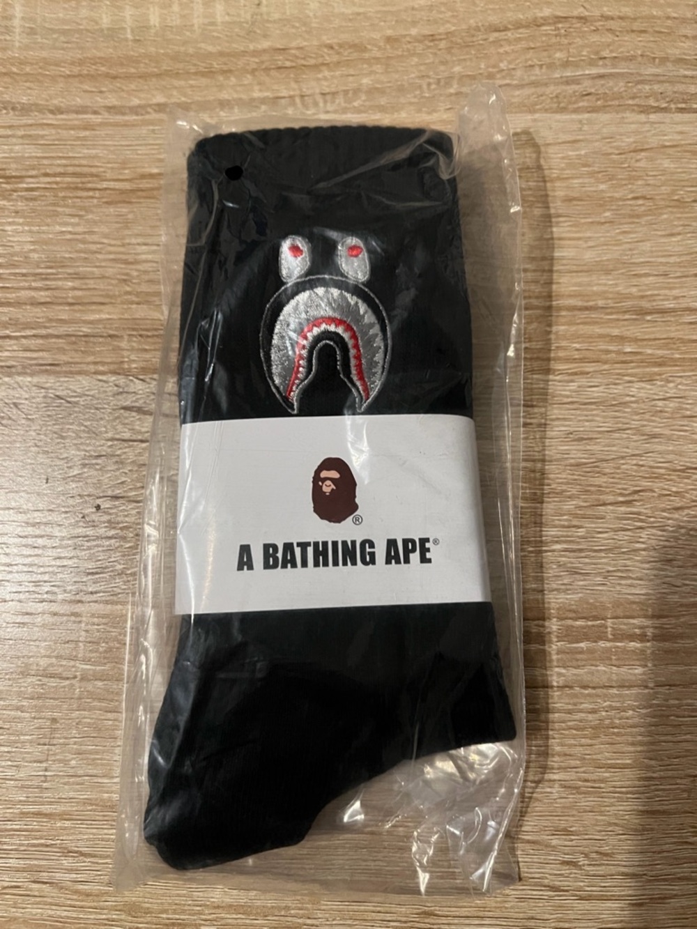 A Bathing Ape Black Shark Logo Socks Bape
